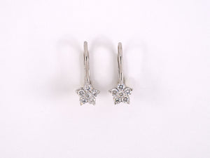 53970 - SOLD - Gold Diamond Cluster Drop Earrings