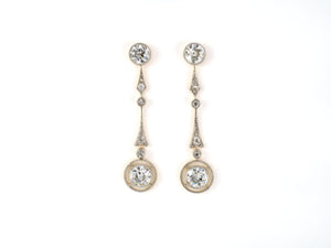 53973 - SOLD - Edwardian Platinum Gold Diamond Rose Cut Diamond Drop Dangle Earrings