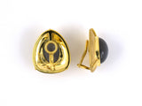 53975 - SOLD - Gold Moonstone Triangular Earrings