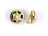 53976 - SOLD - Cellino Gold Onyx Mabe Pearl Round Button Earrings