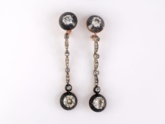 14 kt. Gold, Silver - circa 1880-1900 Antique Earrings - 1.46 ct Rose cut  diamonds - Handcrafted Holland - Catawiki