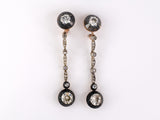 53979 - Victorian Silver Gold Diamond Rose Cut Diamond Drop Dangle Earrings