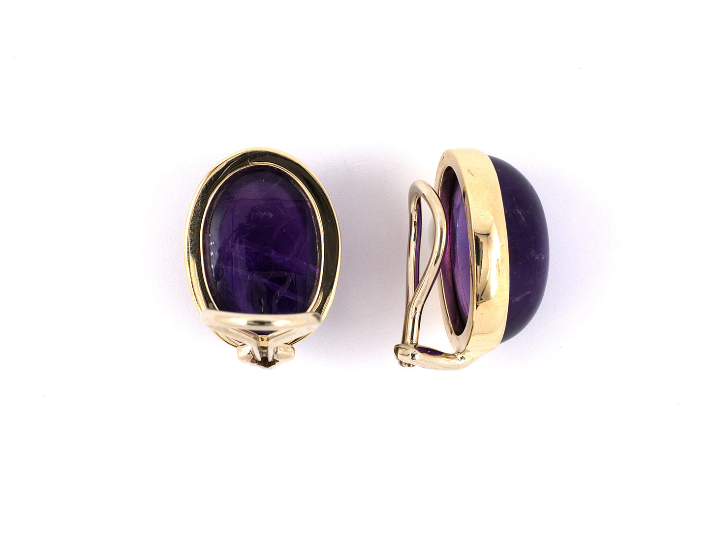 53981 - Gold Amethyst Oval Earrings