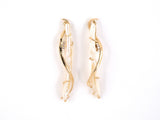 53985 - SOLD - Gold Diamond Stick Pearl Dangle Drop Earrings