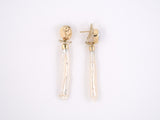 53986 - SOLD - Gold Baroque Stick Pearl Dangle Drop Earrings