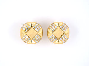 53993 - Bulgari Gold Diamond Pave Pyramid Earrings