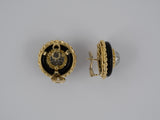 53997 - Van Cleef & Arpels Gold Diamond Black Onyx Tiered Domed Earrings