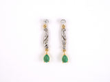 53998 - Platinum Gold Diamond Emerald Dangle Drop Earrings