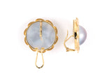 54001 - Gold Blister Pearl Scalloped Wire Edge Earrings