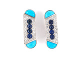 54003 - Platinum Turquoise Diamond Cabochon Sapphire Drop Earrings