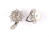 54009 - Platinum Diamond South Sea Pearl Cluster Earrings