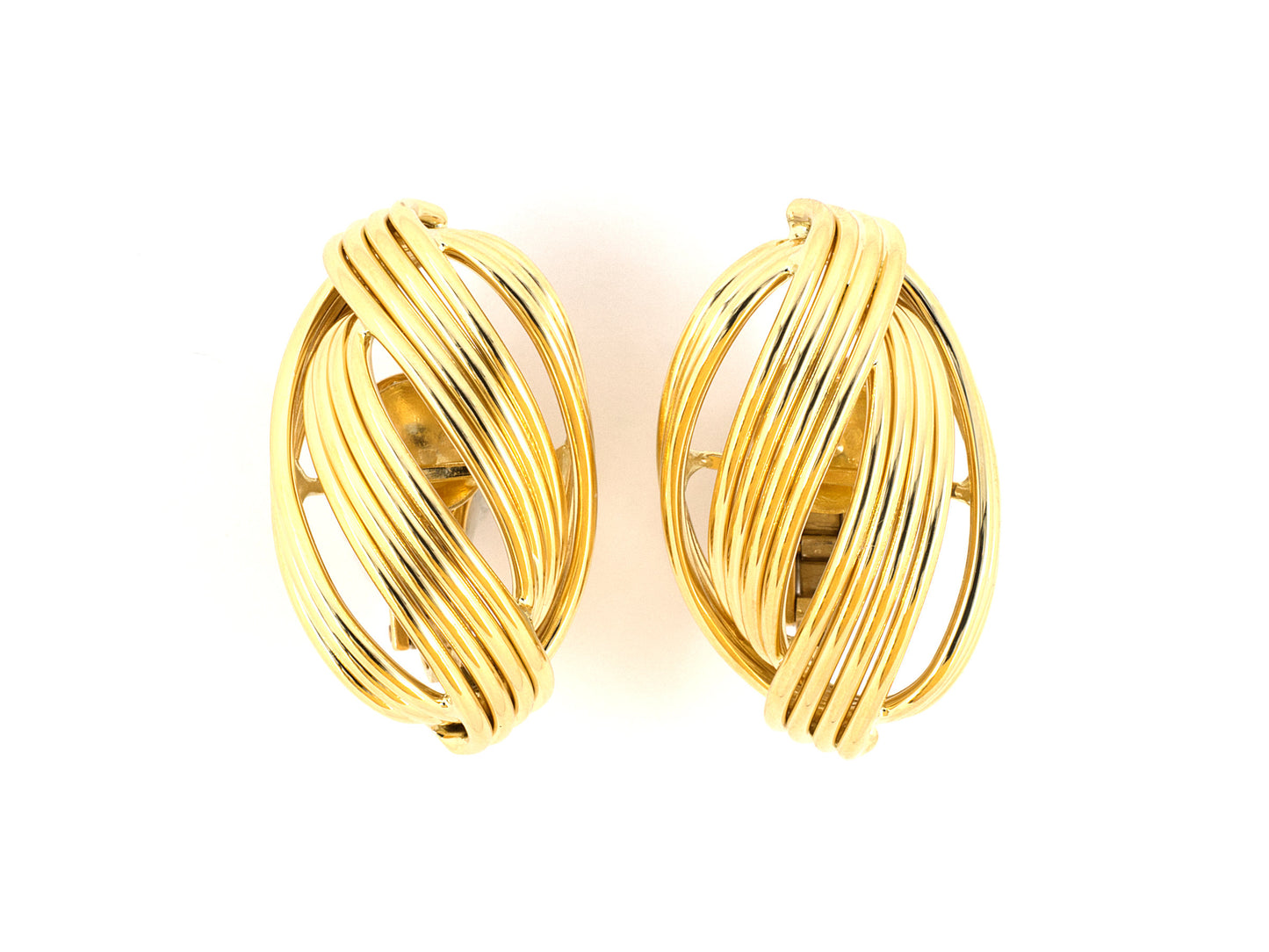 54029 - Abel & Zimmerman Germany Gold Hollow Wire Twist Earrings
