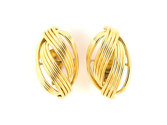 54029 - Abel & Zimmerman Germany Gold Hollow Wire Twist Earrings