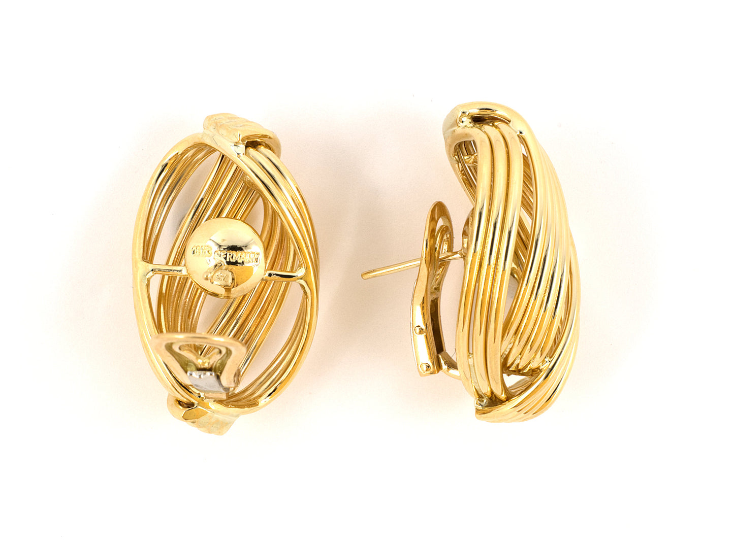 54029 - Abel & Zimmerman Germany Gold Hollow Wire Twist Earrings