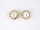 54041 - SOLD - Gold Diamond Pearl Cluster Earrings