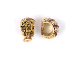 54044 - SOLD - Circa 1957 French English Gold Platinum Ruby Diamond Hoop Earrings
