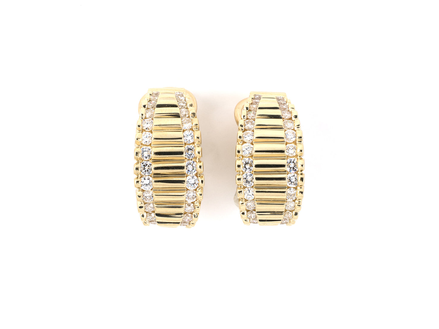 54047 - Gold Diamond 2 Row Hoop Earrings