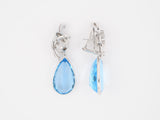 54051 - SOLD - Gold Diamond Pear Shape Blue Topaz Earrings