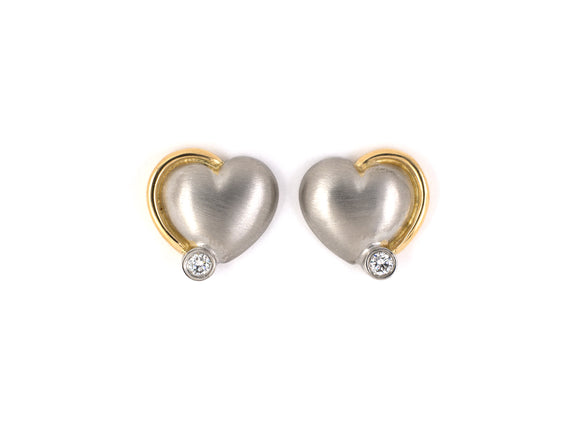 54055 - Platinum Gold Diamond Heart Earrings