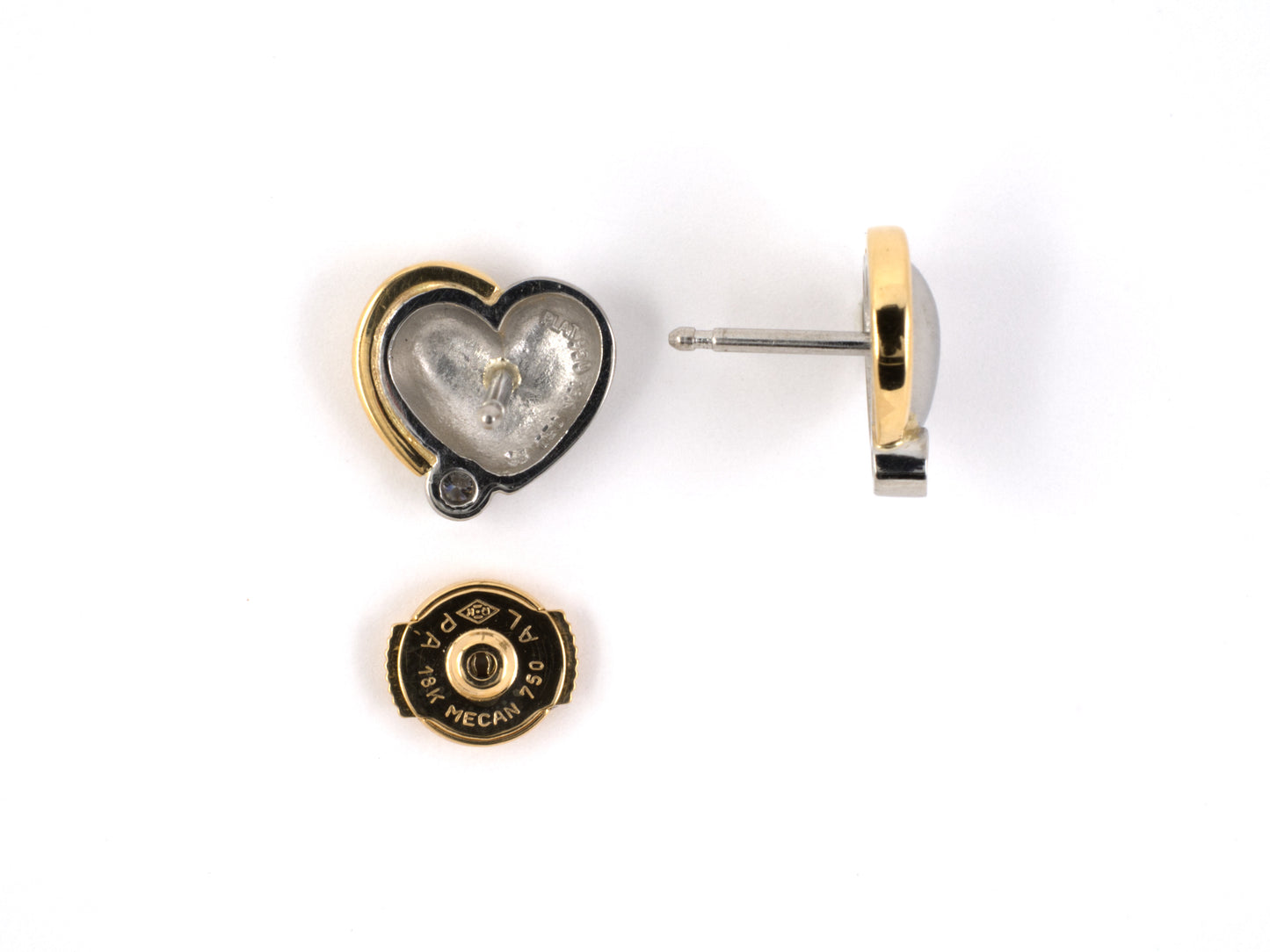 54055 - SOLD - Platinum Gold Diamond Heart Earrings