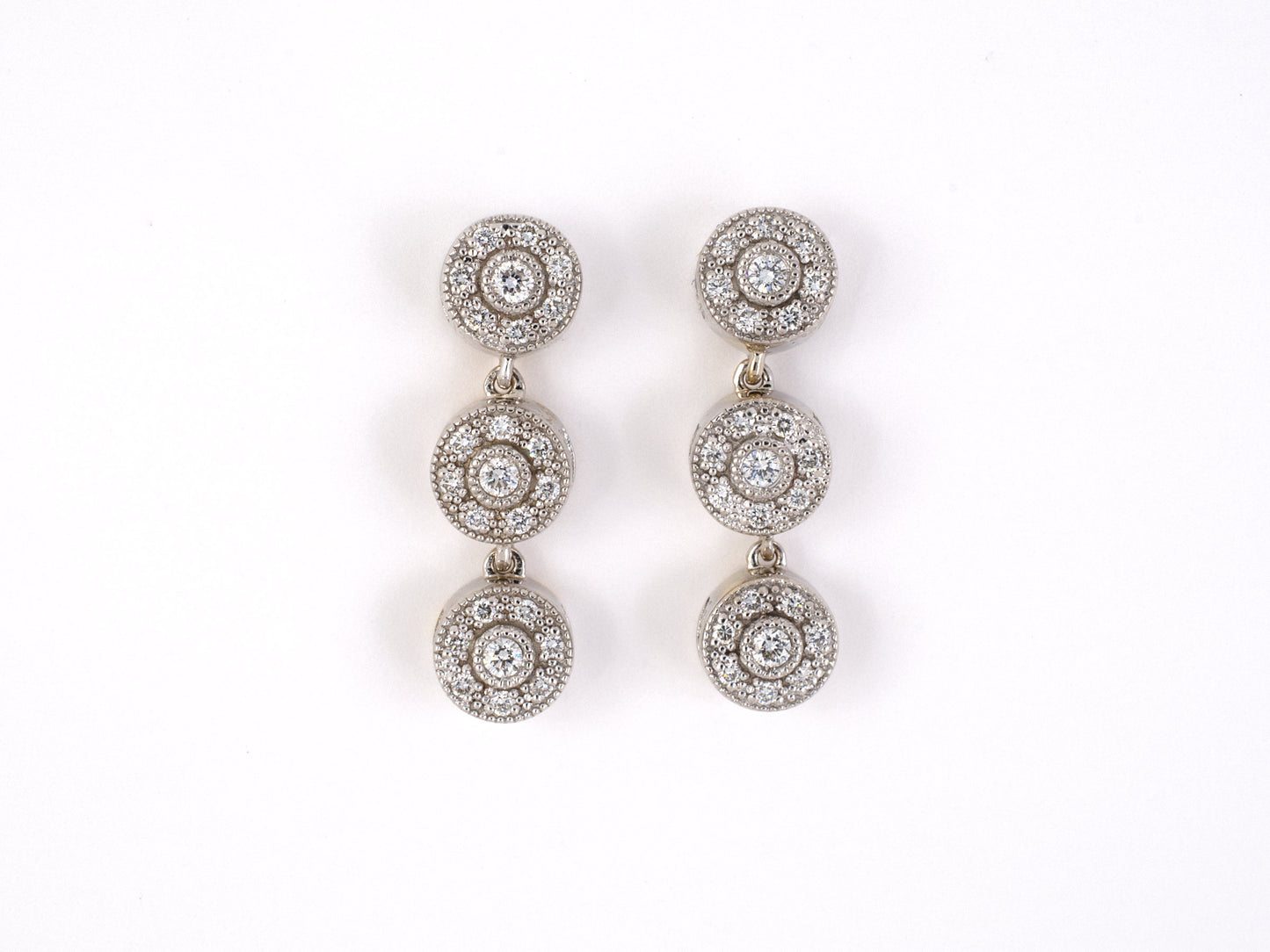 54056 - SOLD - Gold Diamond Cluster Drop Earrings