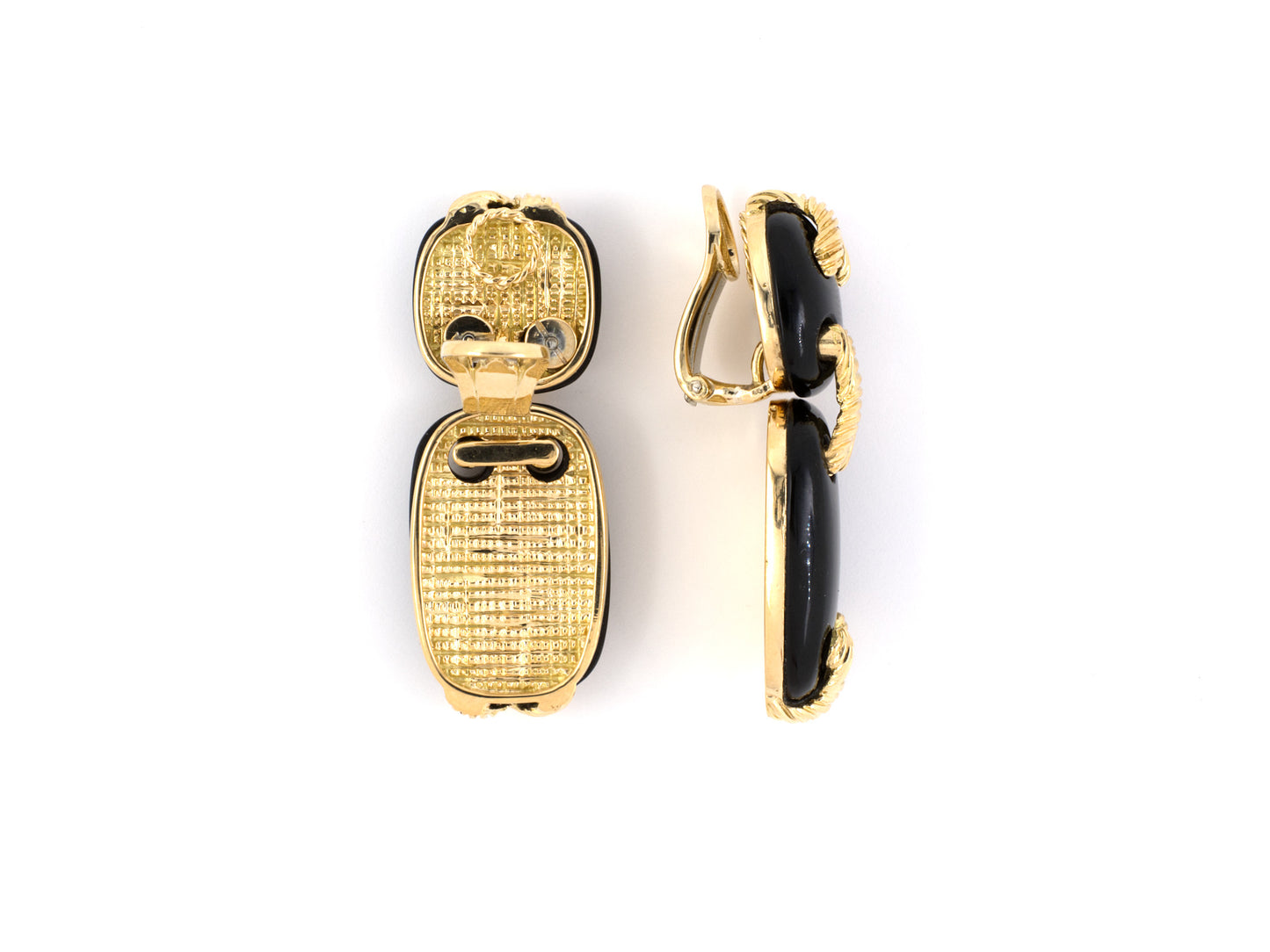 54057 - Circa 1960s Van Cleef & Arpels X Gold Onyx Dangle Drop Earrings