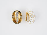 54058 - SOLD - Circa 1980s Webb Gold Platinum Diamond White Enamel Earrings