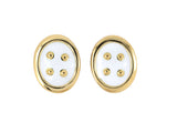 54060 - A Clunn Gold White Enamel Oval Earrings