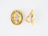 54060 - A Clunn Gold White Enamel Oval Earrings