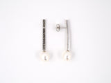 54064 - Gold Diamond Pearl Dangle Drop Earrings