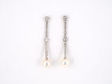 54066 - SOLD - Gold Diamond Pearl Drop Dangle Earrings