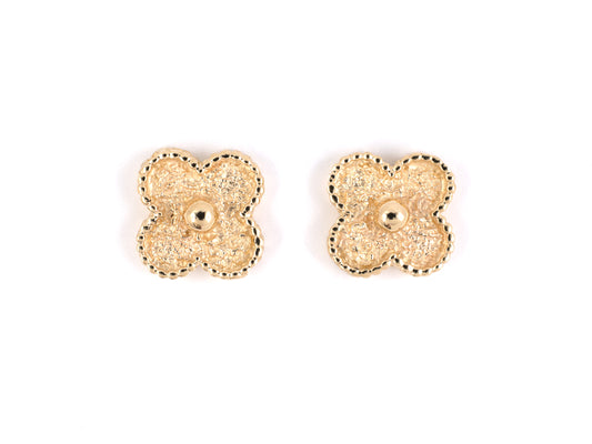 54073 - SOLD - Gold Beaded Clover Design Earrings