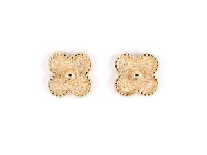 54073 - Gold Beaded Clover Design Earrings