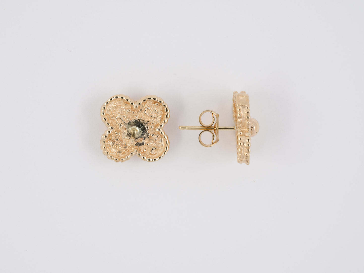 54073 - SOLD - Gold Beaded Clover Design Earrings