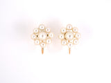 54074 - Gold Pearl Cluster Button Earrings