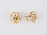 54076 - Gold Pearl Wire Spiral Swirl Hollow Earrings