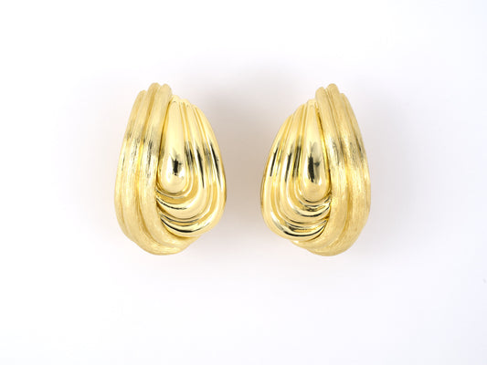 54079 - SOLD - Dunay Gold Sabi Finish Grooved Swirl Earrings
