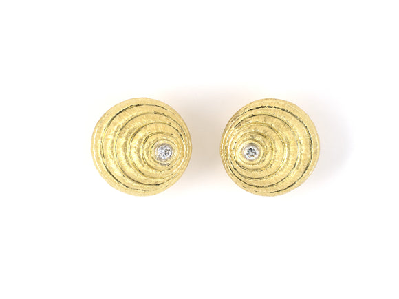 54086 - SOLD - Gold Platinum Diamond Shell Design Earrings