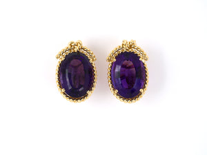 54088 - Verdura Gold Amethyst Twisted Rope Framed Earrings