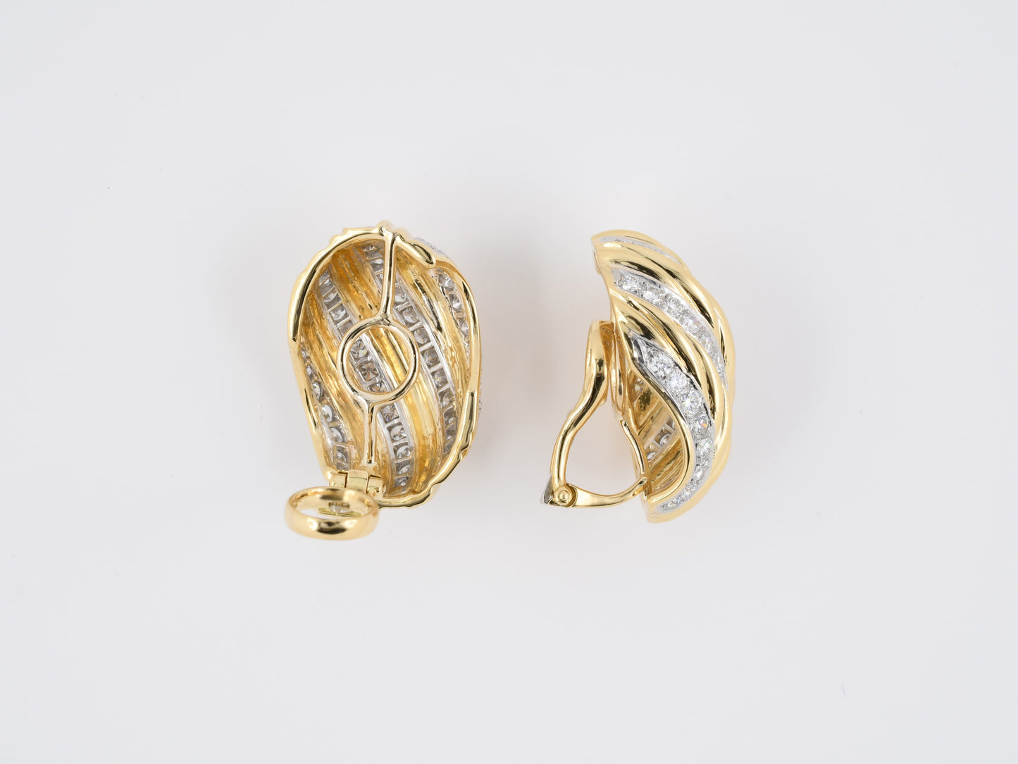 54089 - Platinum Gold Diamond Domed Earrings