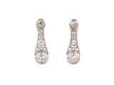 54094 - SOLD - Edwardian Platinum Gold Diamond Filigree Flexible Dangle Drop Earrings