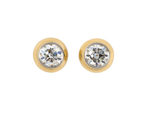 54102 - Circa 1950s Platinum Gold GIA Diamond Domed Stud Earrings