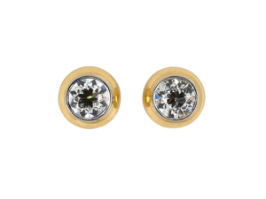 54103 - Circa 1950s Platinum Gold GIA Diamond Domed Stud Earrings