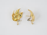 54107 - SOLD - Tiffany Gold Carved Leaf Earrings