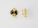 54108 - SOLD - Circa 2004 Elizabeth Gage Gold Diamond Pearl Drop Earrings