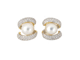 54111 - SOLD - Gold South Sea Pearl Diamond "S" Swirl Earrings