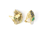 54113 - Tambetti Gold Sapphire Emerald Diamond Peacock Feather Wings Earrings