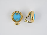54120 - Gold Cabochon Turquoise Oval Button Earrings