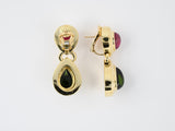 54127 - SOLD - Tiffany Gold Pink And Green Tourmaline Drop Earrings