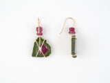 54140 - SOLD - Gold Wire Pink And Watermelon Tourmaline Drop Earrings